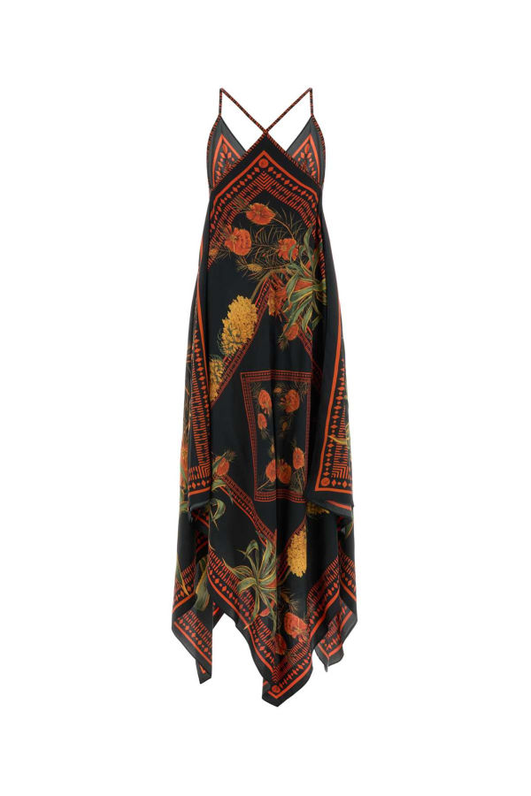 Blumarine Printed Twill Dress - MULTIBLACKORANGE