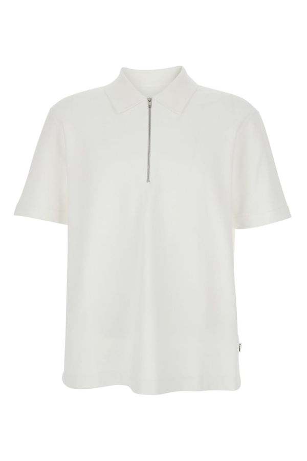 Jil Sander Classic Collar Front Zip Polo Shirt - White