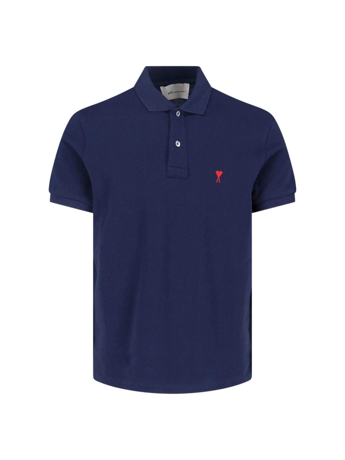 Ami Alexandre Mattiussi Ami De Coeur Polo Shirt - Blue - Image 1 of 3