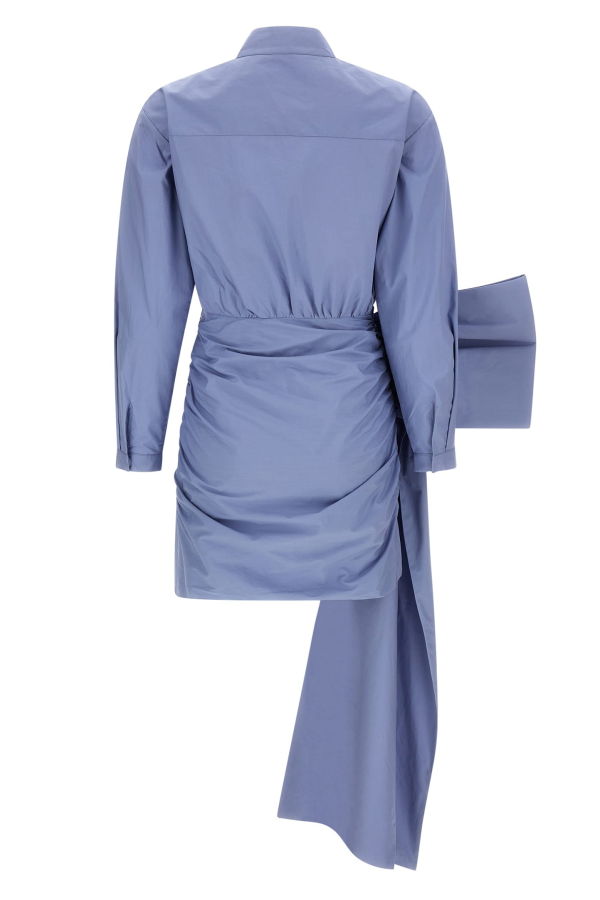 Self-Portrait Cotton Tie Side Mini Dress - Light Blue