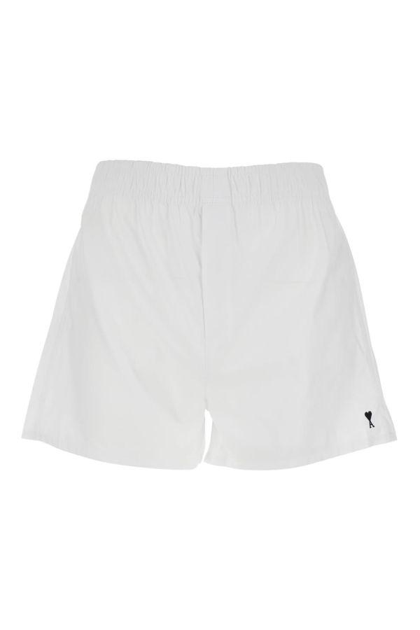 Ami Alexandre Mattiussi White Shorts With Elasticated Waist and ADC Logo on the Front in Cotton - White