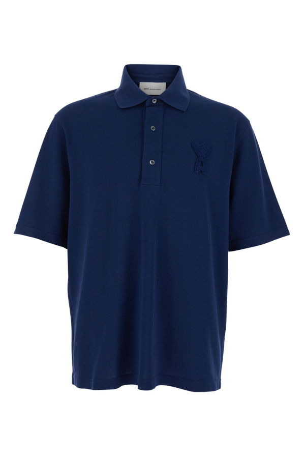 Ami Alexandre Mattiussi ADC Patch Logo Cotton Polo Shirt - Blu