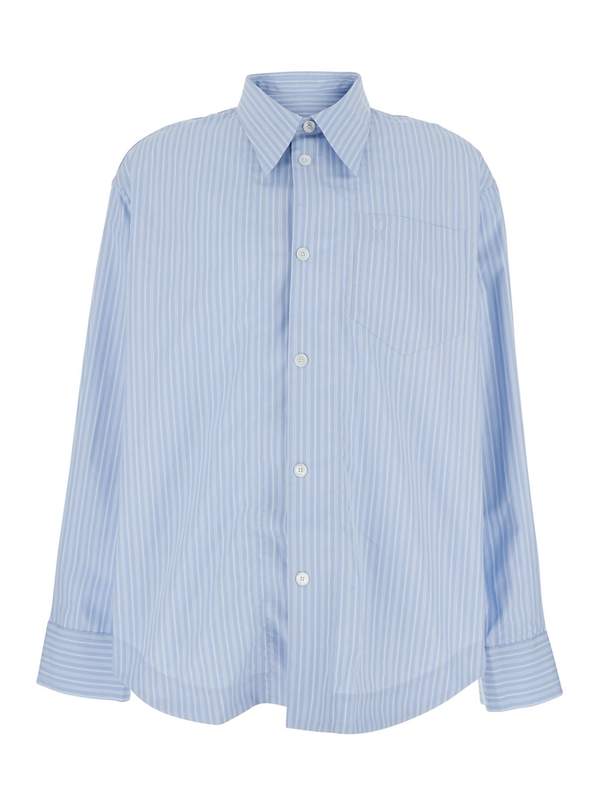 Ami Alexandre Mattiussi Long-Sleeved Striped Shirt - Light Blue