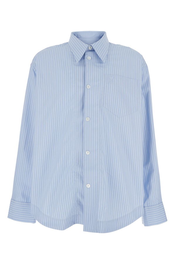 Ami Alexandre Mattiussi Long-Sleeved Striped Shirt - Light Blue