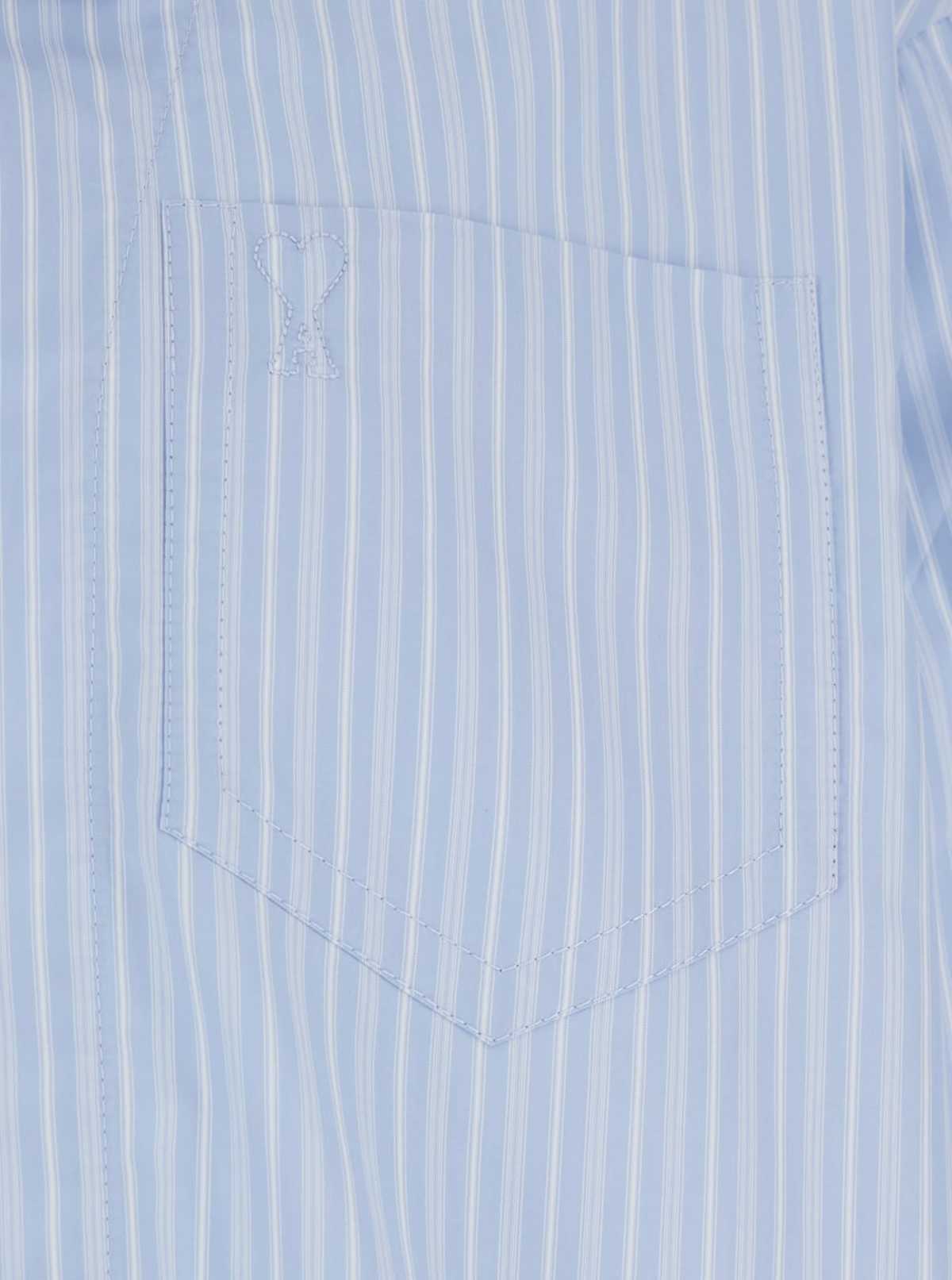 Ami Alexandre Mattiussi Long-Sleeved Striped Shirt - Light Blue - Image 3 of 3