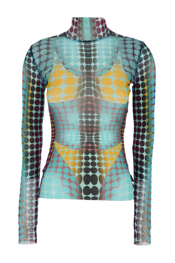 Jean Paul Gaultier High Neck All-Over Print Tech Top - Multicolor