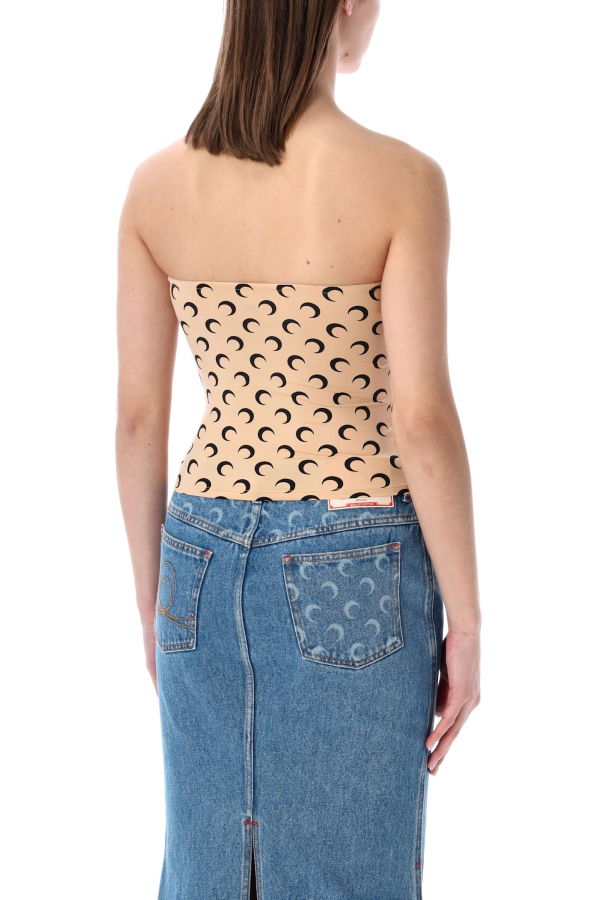 MARINE SERRE Recycled Moon Tube Top - TAN BLACK MOON