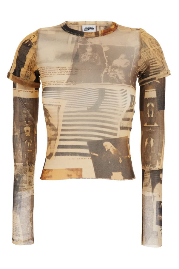 Jean Paul Gaultier Cropped Crewneck Long Sleeve Top - Multicolor