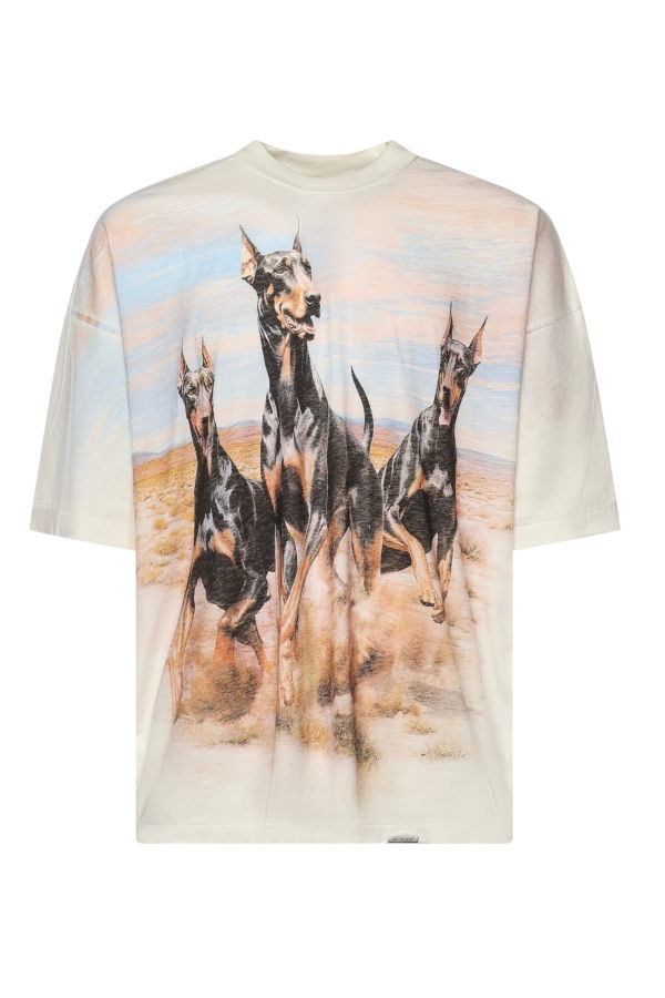 Represent Western Doberman Print T-Shirt - Flat White