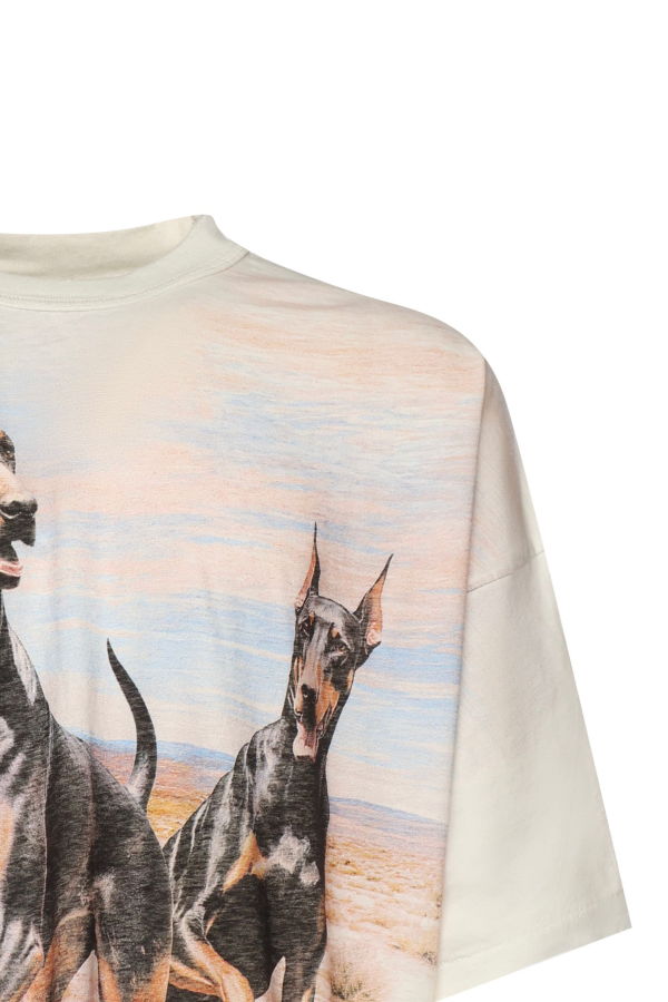 Represent Western Doberman Print T-Shirt - Flat White