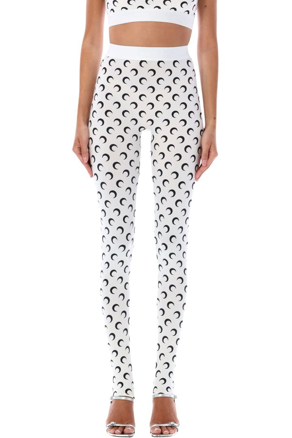MARINE SERRE All-Over Moon Print Leggings - White Black Moon
