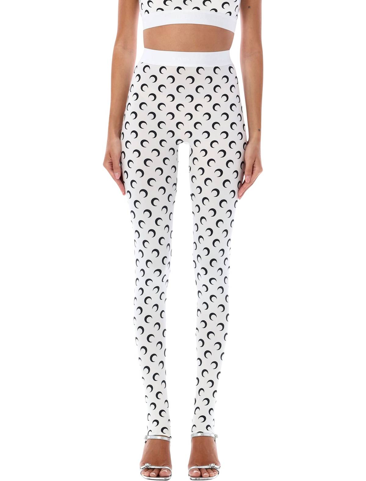 MARINE SERRE All-Over Moon Print Leggings - White Black Moon - Image 1 of 3