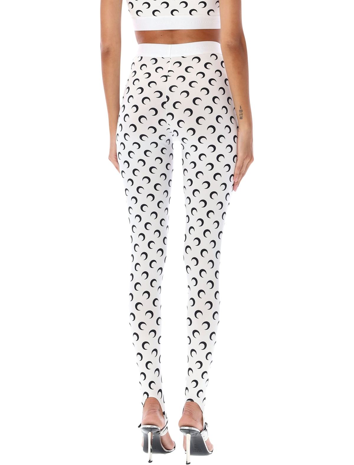 MARINE SERRE All-Over Moon Print Leggings - White Black Moon - Image 2 of 3
