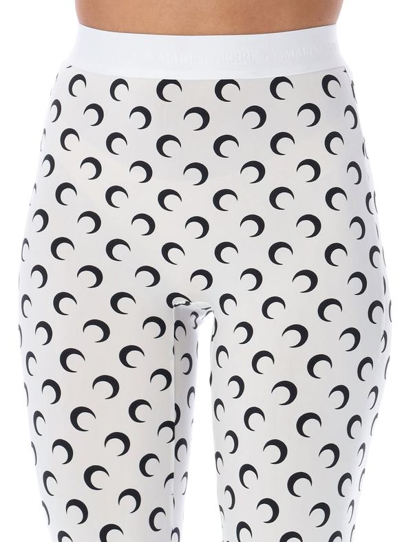 MARINE SERRE All-Over Moon Print Leggings - White Black Moon
