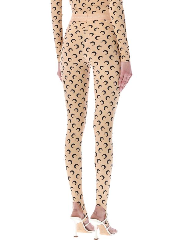 MARINE SERRE All-over Moon Print Leggings - Tan Black Moon