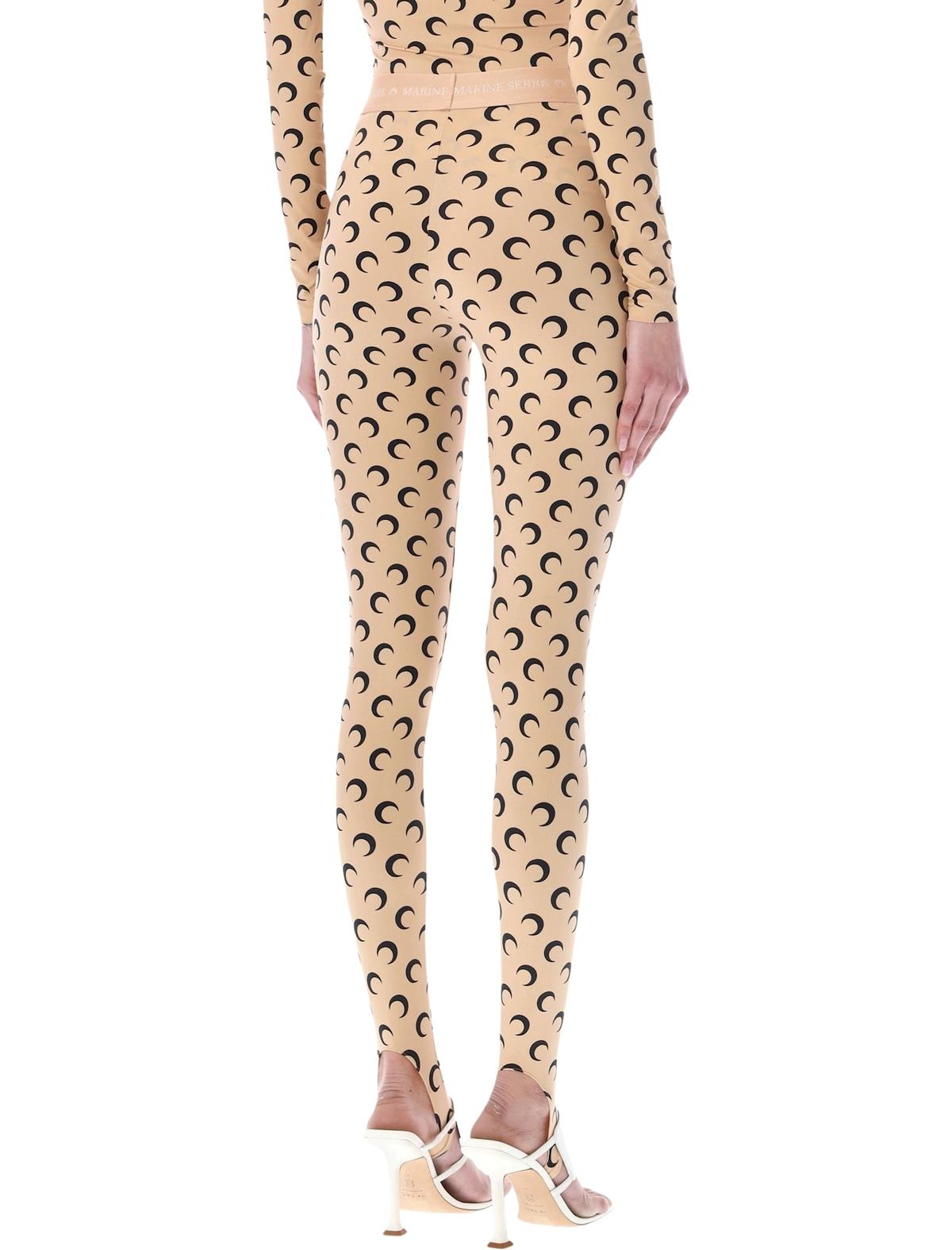 MARINE SERRE All-over Moon Print Leggings - Tan Black Moon - Image 2 of 3