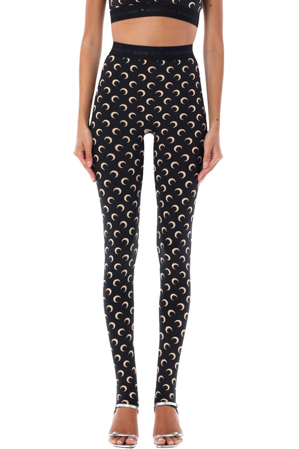 MARINE SERRE All-over Moon Print Leggings - Black Moon Tan