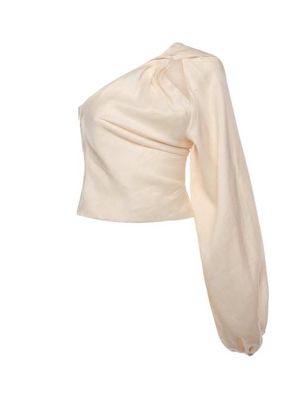 Self-Portrait Draped Sleeve Top - Cream Self-Portrait Draped Sleeve Top - Cream