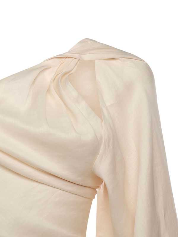 Self-Portrait Draped Sleeve Top - Cream