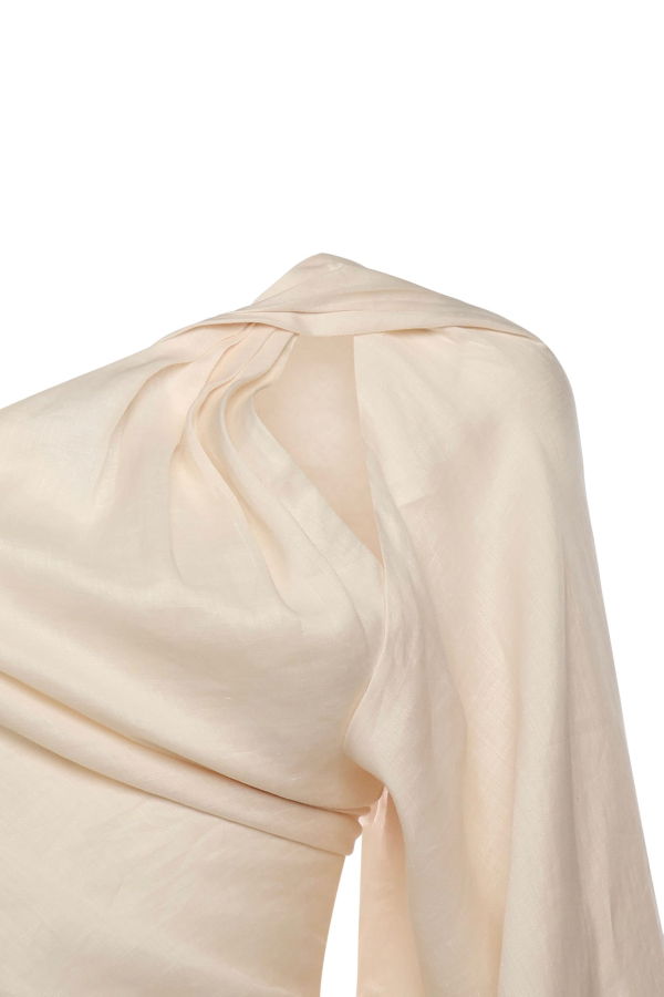 Self-Portrait Draped Sleeve Top - Cream