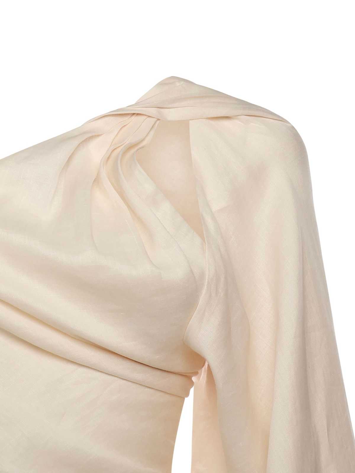 Self-Portrait Draped Sleeve Top - Cream - Image 2 of 3