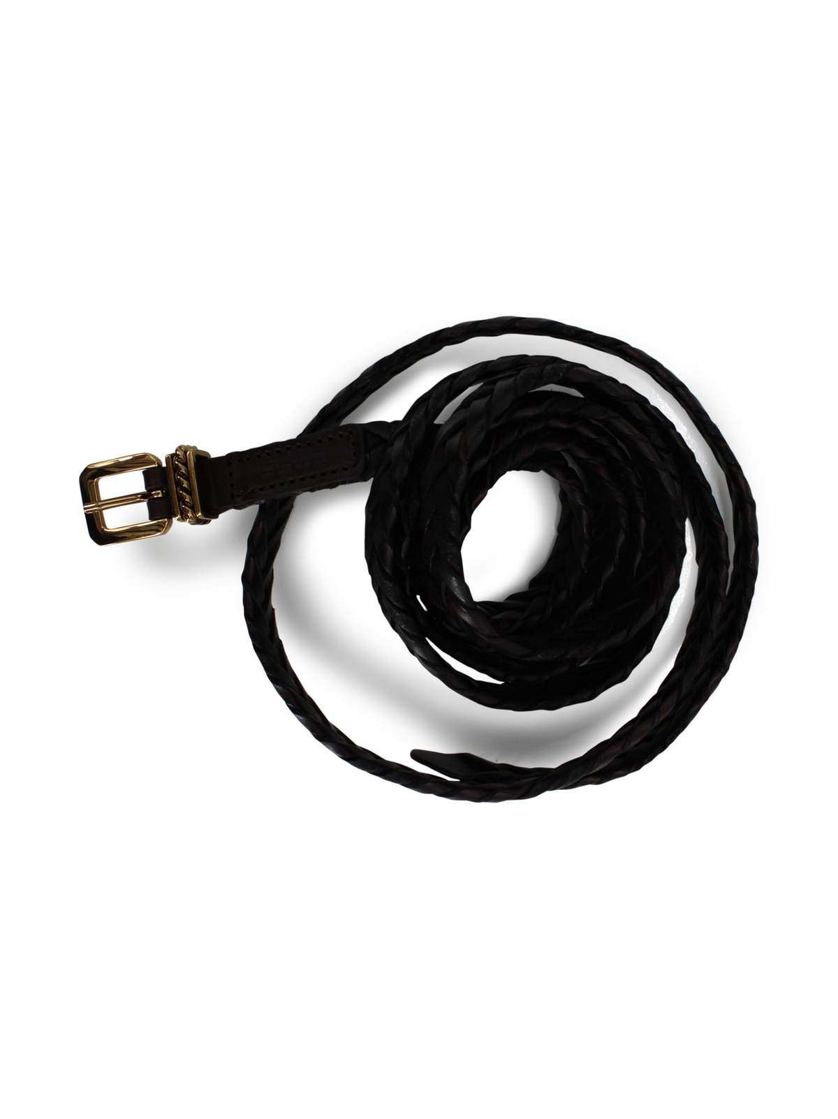 Etro Double Wrap Braided Leather Belt - Dark Brown - Image 1 of 2