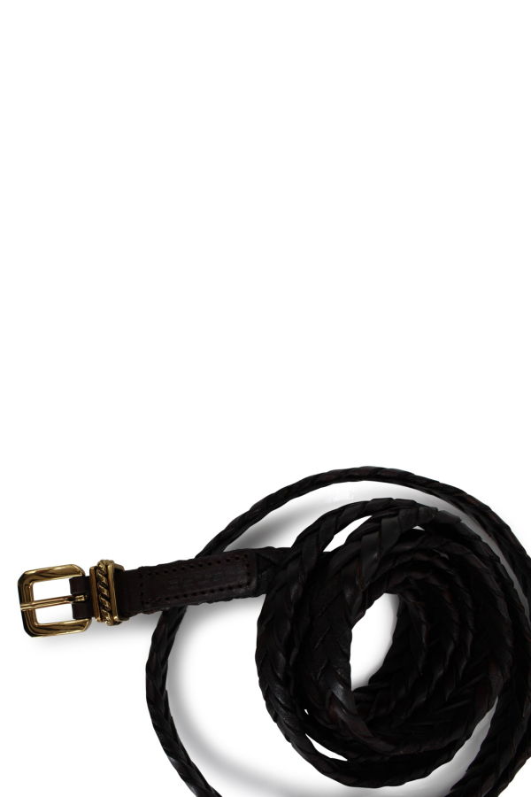 Etro Double Wrap Braided Leather Belt - Dark Brown