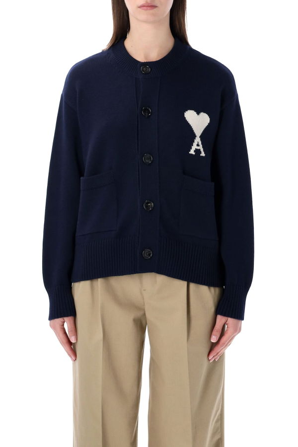 Ami Alexandre Mattiussi Ami De Cœur Knit Cardigan - Navy