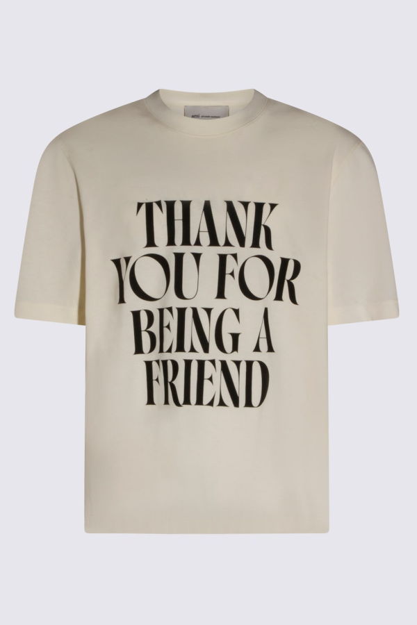Ami Alexandre Mattiussi Off White Cotton Tee - Beige
