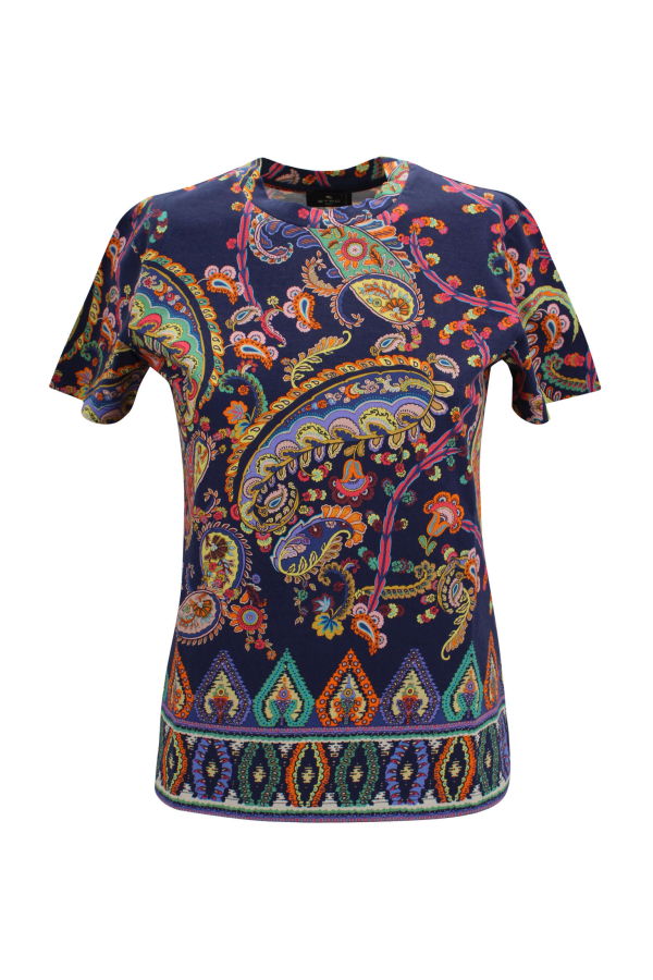 Etro Paisley-Detail Cotton T-Shirt - Blue