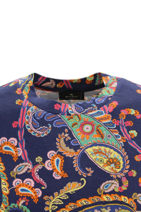 Etro Paisley-Detail Cotton T-Shirt - Blue