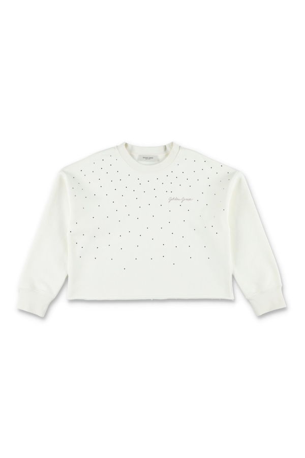 KIDS Golden Goose Crop Sweatshirt With Rhinestone Sweatshirt - Heritage White