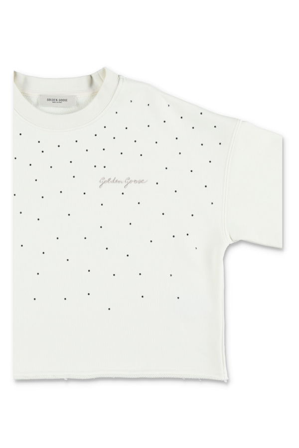 KIDS Golden Goose Crop Sweatshirt With Rhinestone Sweatshirt - Heritage White