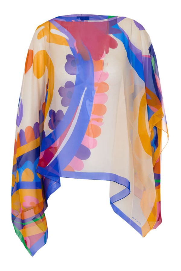 Etro Asymmetrical Paisley Print Poncho