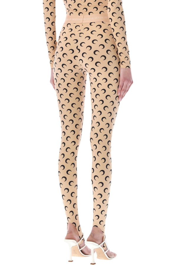 MARINE SERRE All-Over Moon Print Leggings - Tan Black Moon