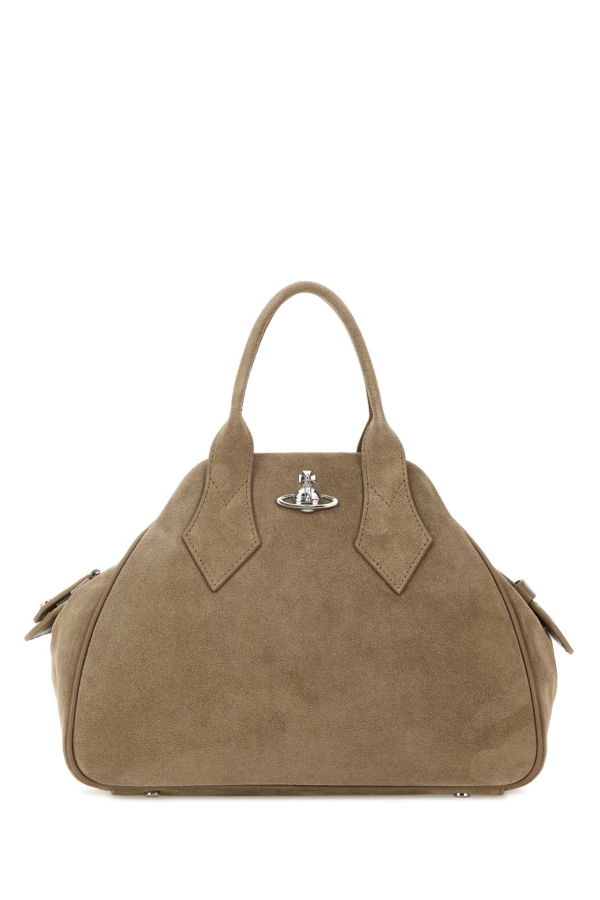 Vivienne Westwood Dove Grey Suede Medium Yasmine Tote - Stone