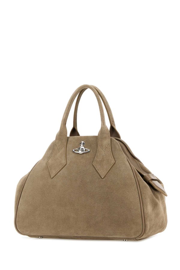Vivienne Westwood Dove Grey Suede Medium Yasmine Tote - Stone