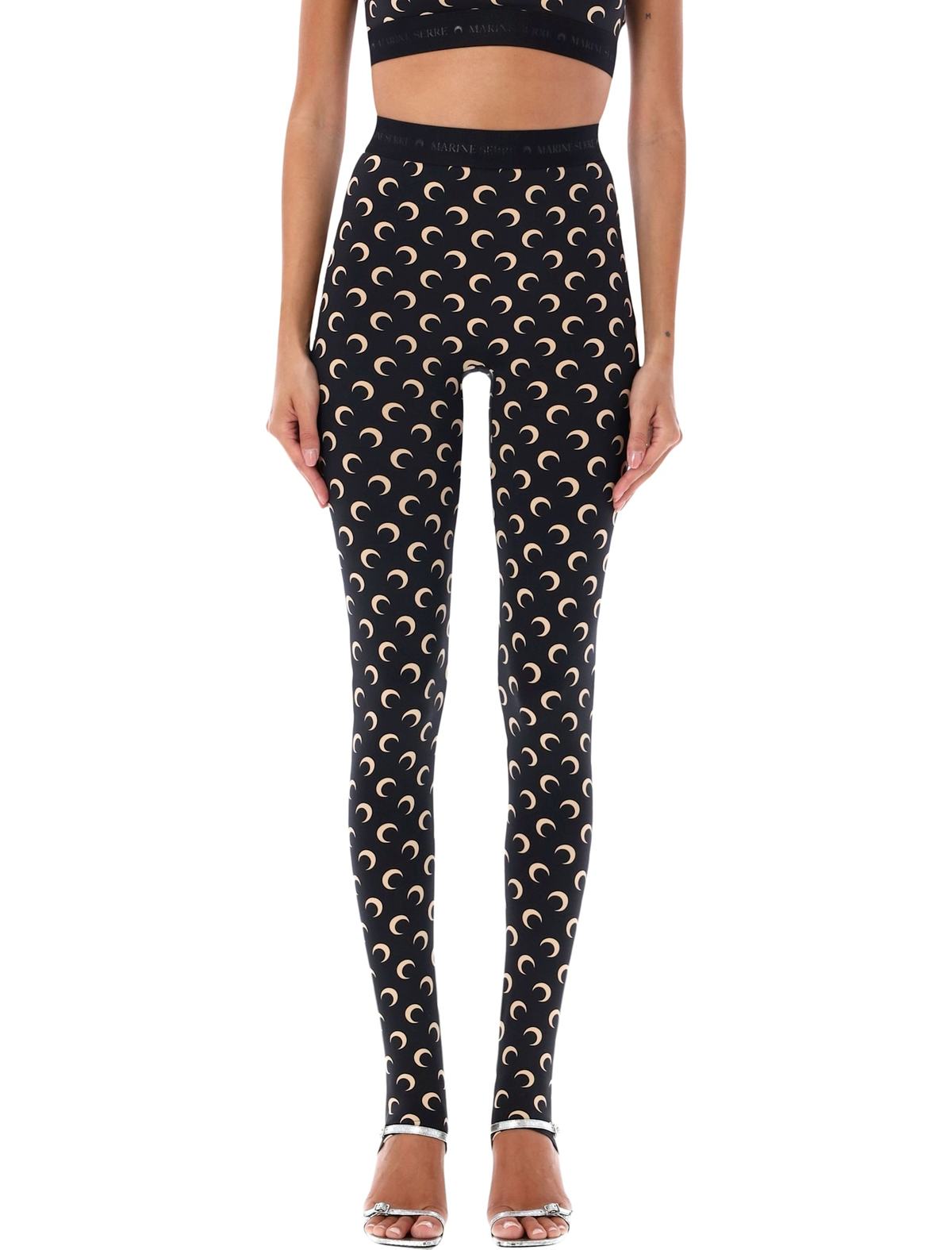 MARINE SERRE All-Over Moon Print Leggings - Black/Moon Tan - Image 1 of 3