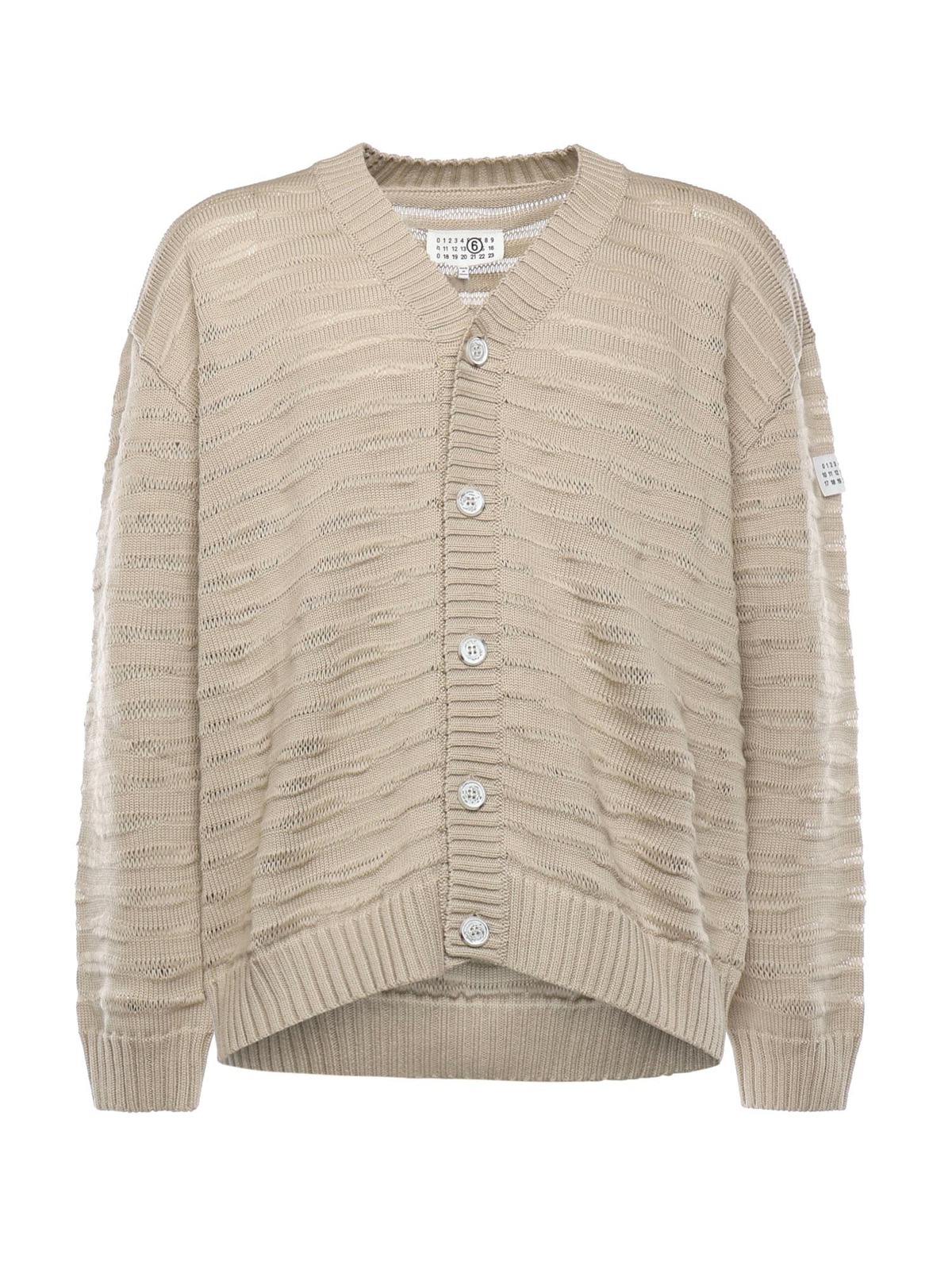 MM6 Maison Margiela Cotton Cardigan Sweater - Dune - Image 1 of 3