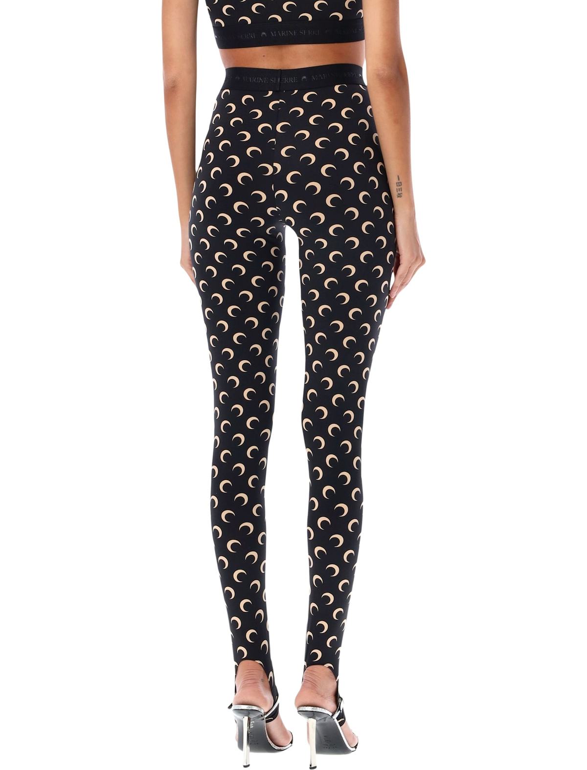 MARINE SERRE All-Over Moon Print Leggings - Black/Moon Tan - Image 2 of 3