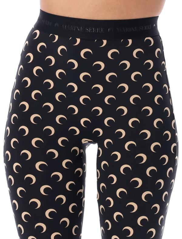 MARINE SERRE All-Over Moon Print Leggings - Black/Moon Tan