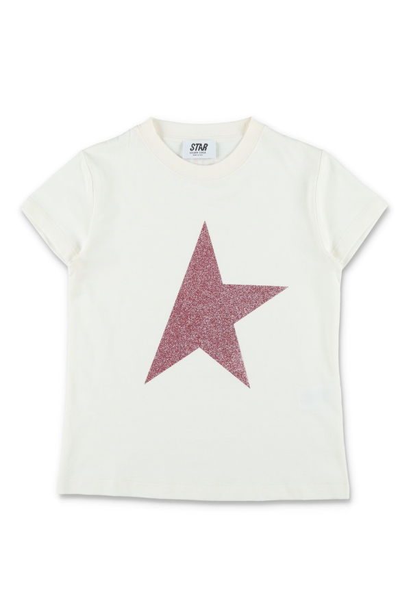 KIDS Golden Goose Glitter Star Cotton T-Shirt - Heritage White