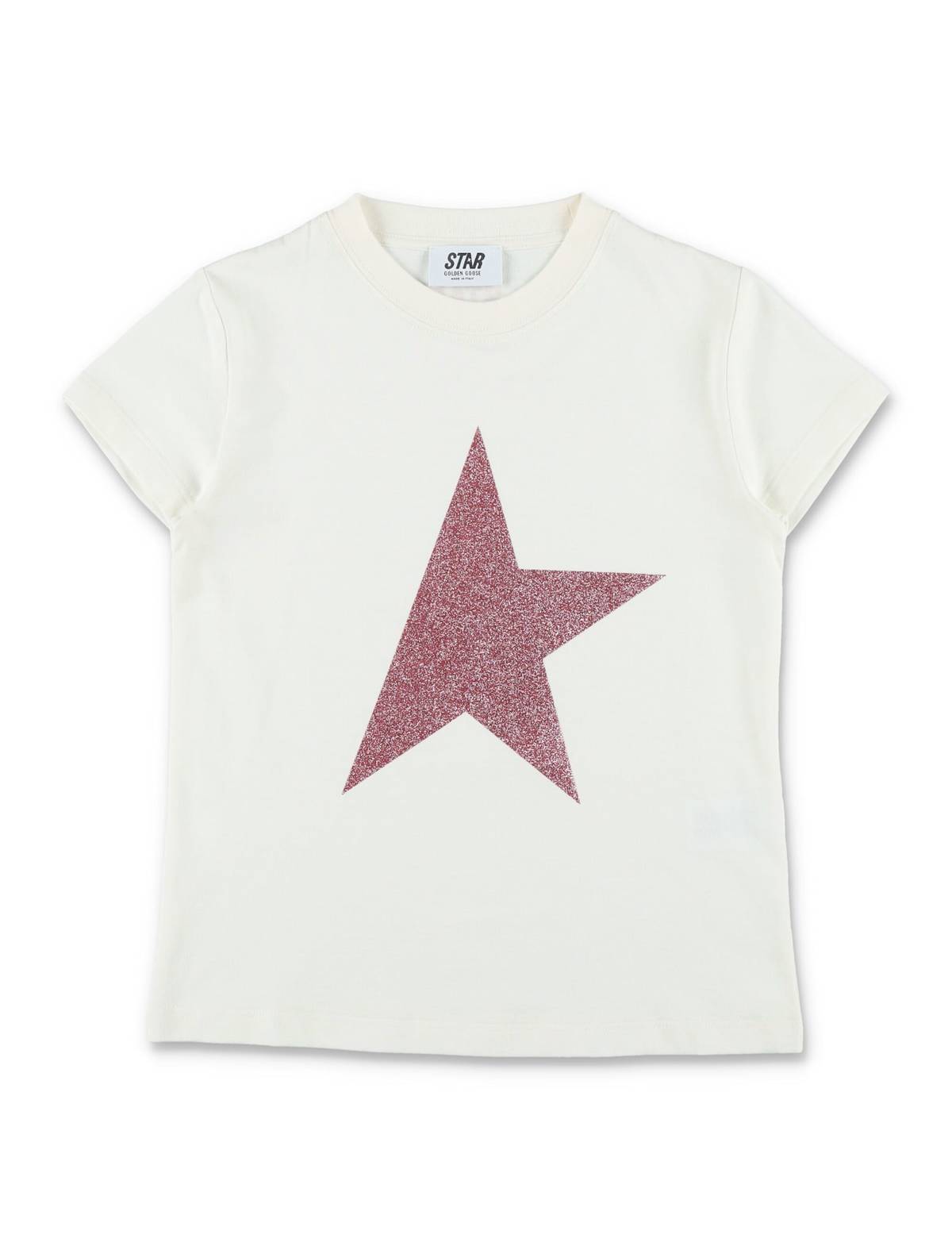KIDS Golden Goose Glitter Star Cotton T-Shirt - Heritage White - Image 1 of 3