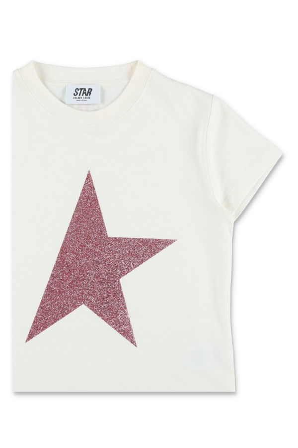 KIDS Golden Goose Glitter Star Cotton T-Shirt - Heritage White