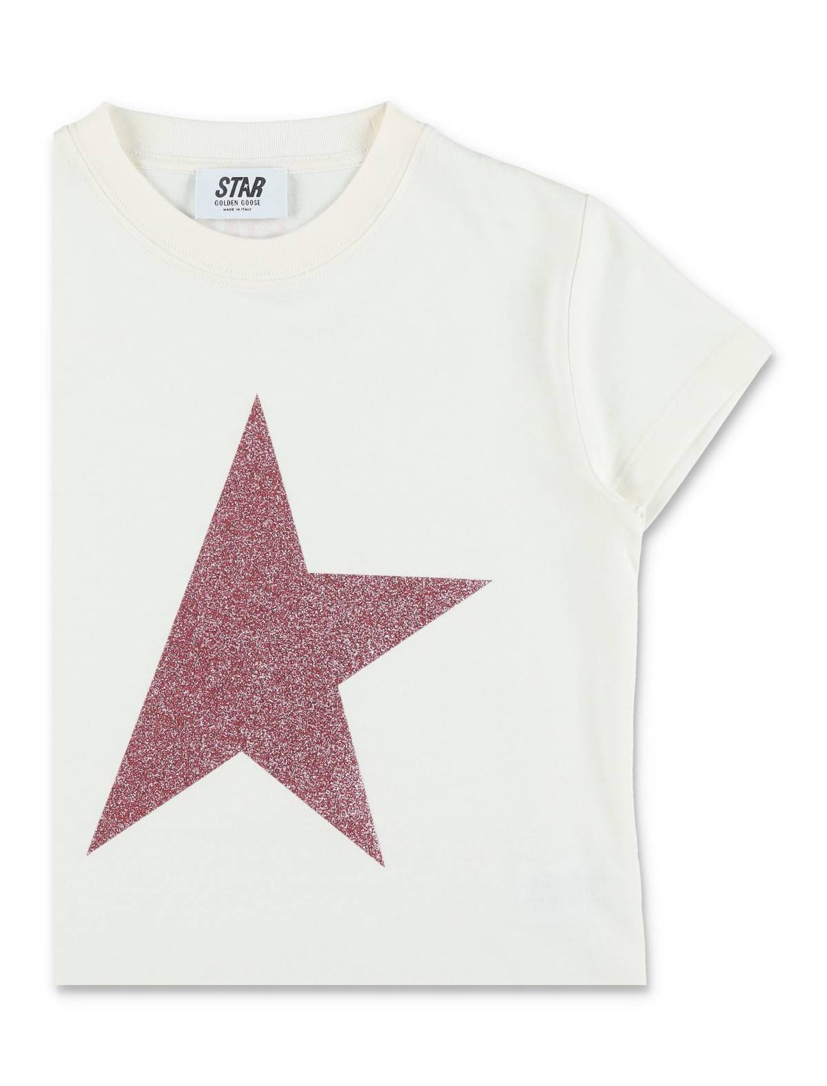 KIDS Golden Goose Glitter Star Cotton T-Shirt - Heritage White - Image 2 of 3