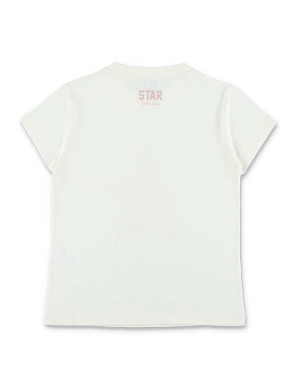 KIDS Golden Goose Glitter Star Cotton T-Shirt - Heritage White