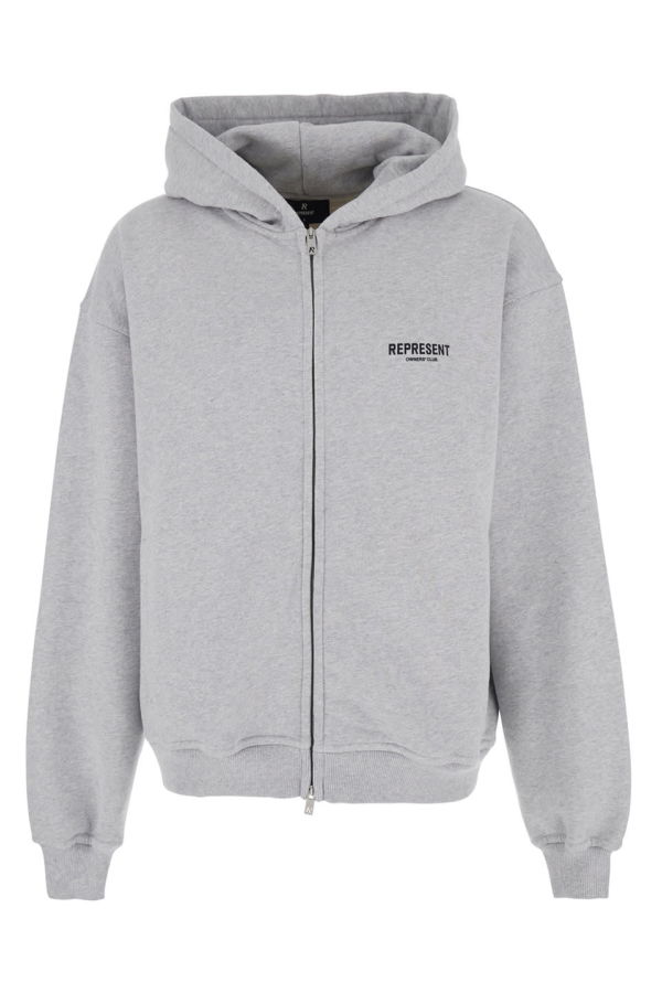 Represent Zip-Up Sweatshirt With Logo On The Front And Back - Gray