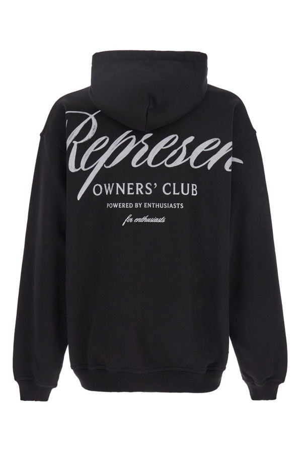 Represent Front and Back Logo Print Hoodie - Black