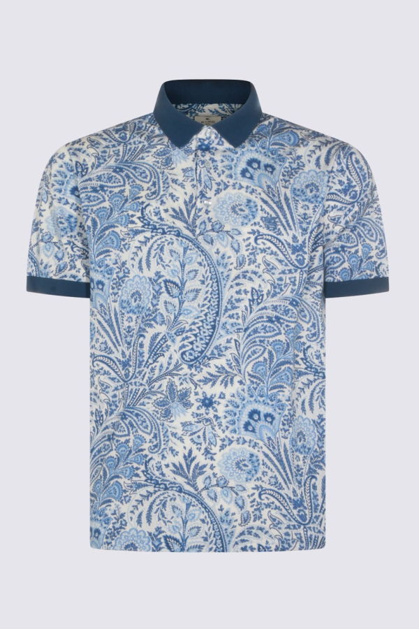 Etro Light Blue Cotton Polo Shirt - Blue
