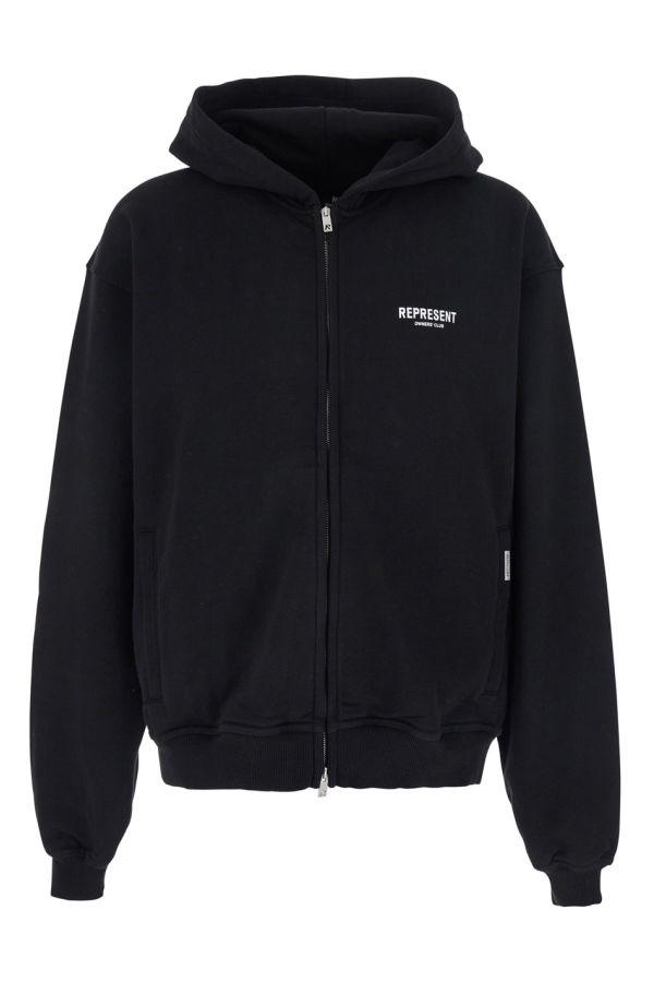 Represent Zip-Up Logo Sweatshirt - Black